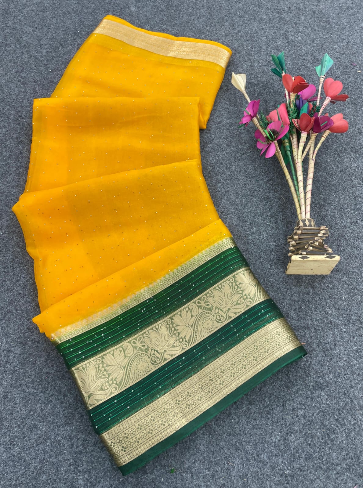 Bewitching Yellow Color Organza Silk Saree With Blouse Piece