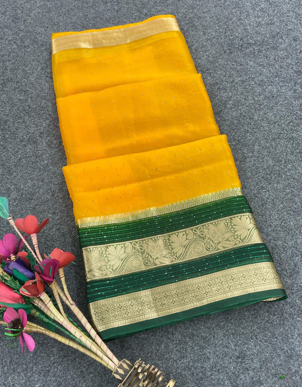 Bewitching Yellow Color Organza Silk Saree With Blouse Piece