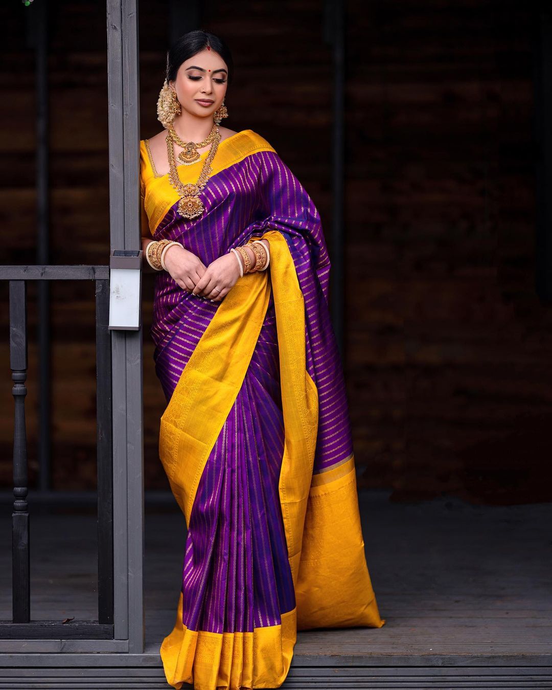 Breezy Purple Color Soft Lichi Silk Saree With Blouse Piece