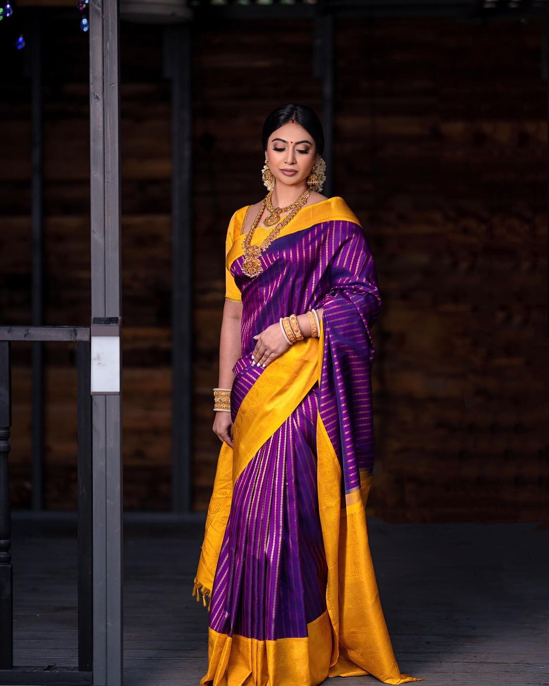 Breezy Purple Color Soft Lichi Silk Saree With Blouse Piece