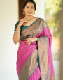 Resplendent Dark Pink Color Soft Lichi Silk Saree With Blouse Piece