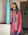 Breezy Pink Color Soft Lichi Silk Saree With Blouse Piece