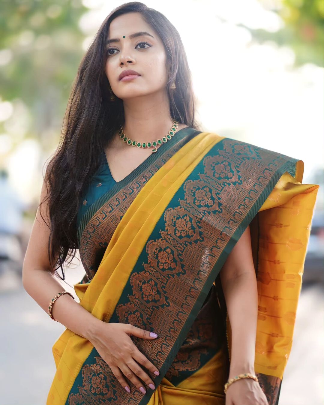 Graceful Yellow Color Soft Lichi Silk Saree With Blouse Piece