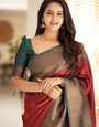 Lively Maroon Color Soft Lichi Silk Saree With Blouse Piece