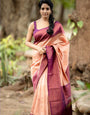 Tranquil Peach Color Soft Lichi Silk Saree With Blouse Piece