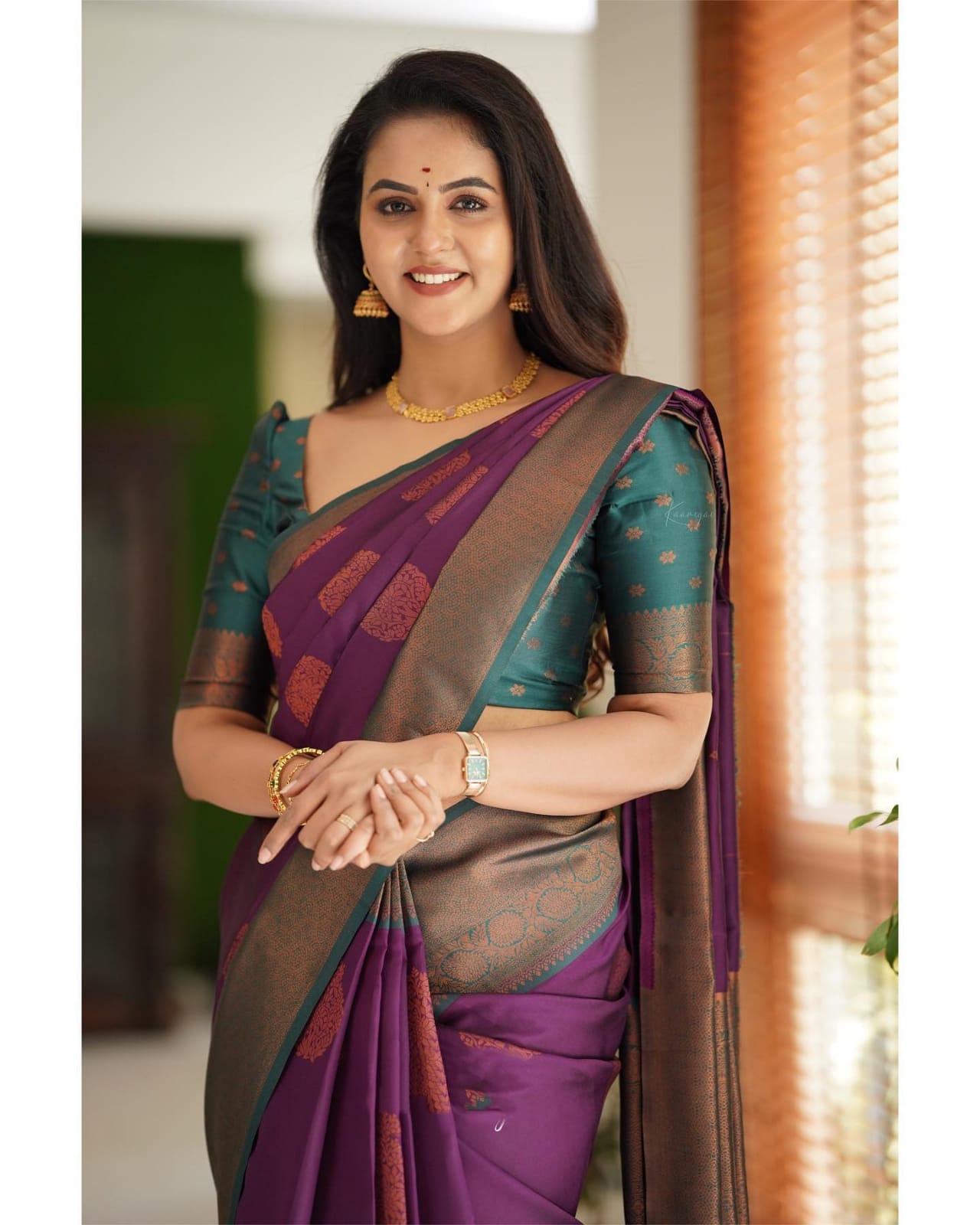 Seraphic Purple Color Soft Lichi Silk Saree With Blouse Piece