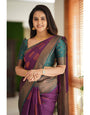 Seraphic Purple Color Soft Lichi Silk Saree With Blouse Piece