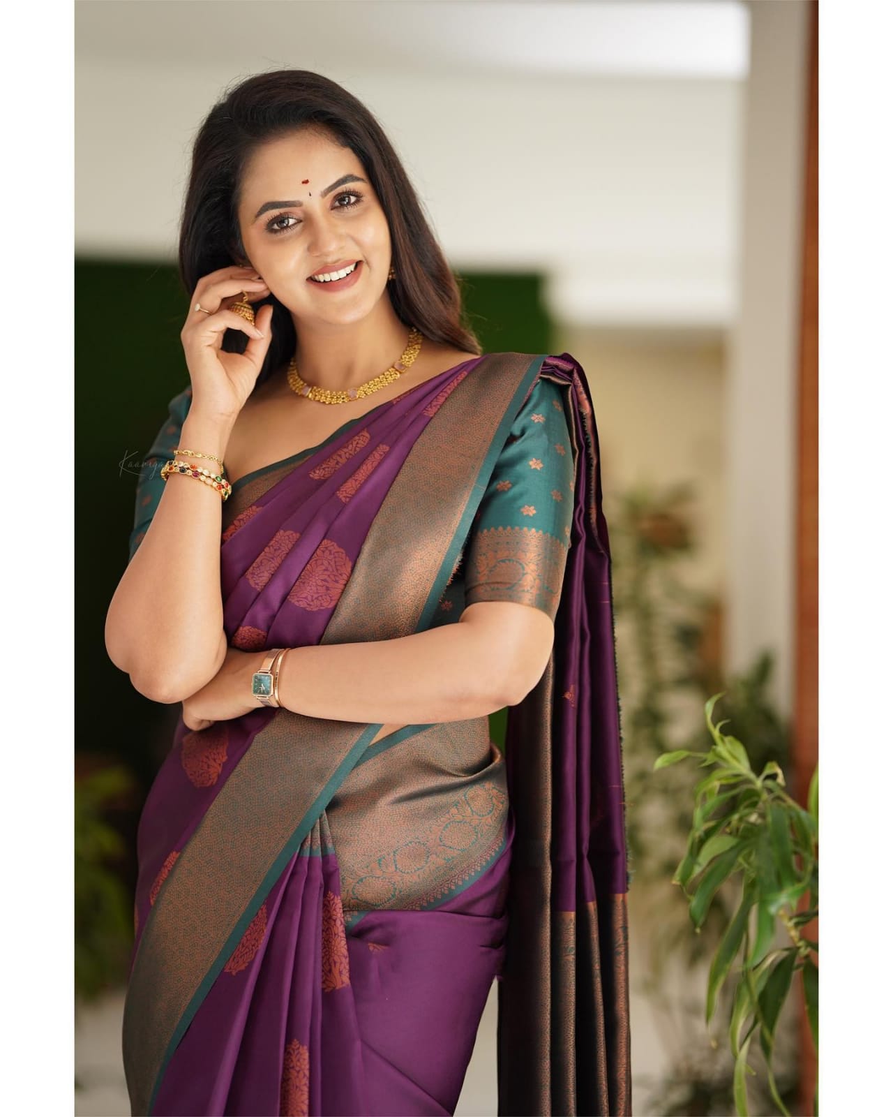 Seraphic Purple Color Soft Lichi Silk Saree With Blouse Piece