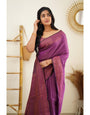 Exhilarating Purple Color Soft Lichi Silk Saree With Blouse Piece