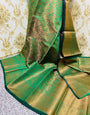 Graceful Green Color Banarasi Soft Silk Saree With Blouse Piece