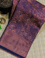 Angelic Purple Color Banarasi Soft Silk Saree With Blouse Piece