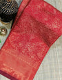 Transcendent Red Color Banarasi Soft Silk Saree With Blouse Piece