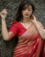 Epic Red Color Soft Lichi Silk Saree With Blouse Piece