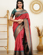 Dynamic Maroon Color Soft Lichi Silk Saree With Blouse Piece