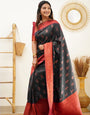 Ethereal Black Color Banarasi Soft Silk Saree With Blouse Piece