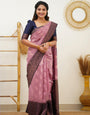 Breathtaking Pink Color Banarasi Soft Silk Saree With Blouse Piece