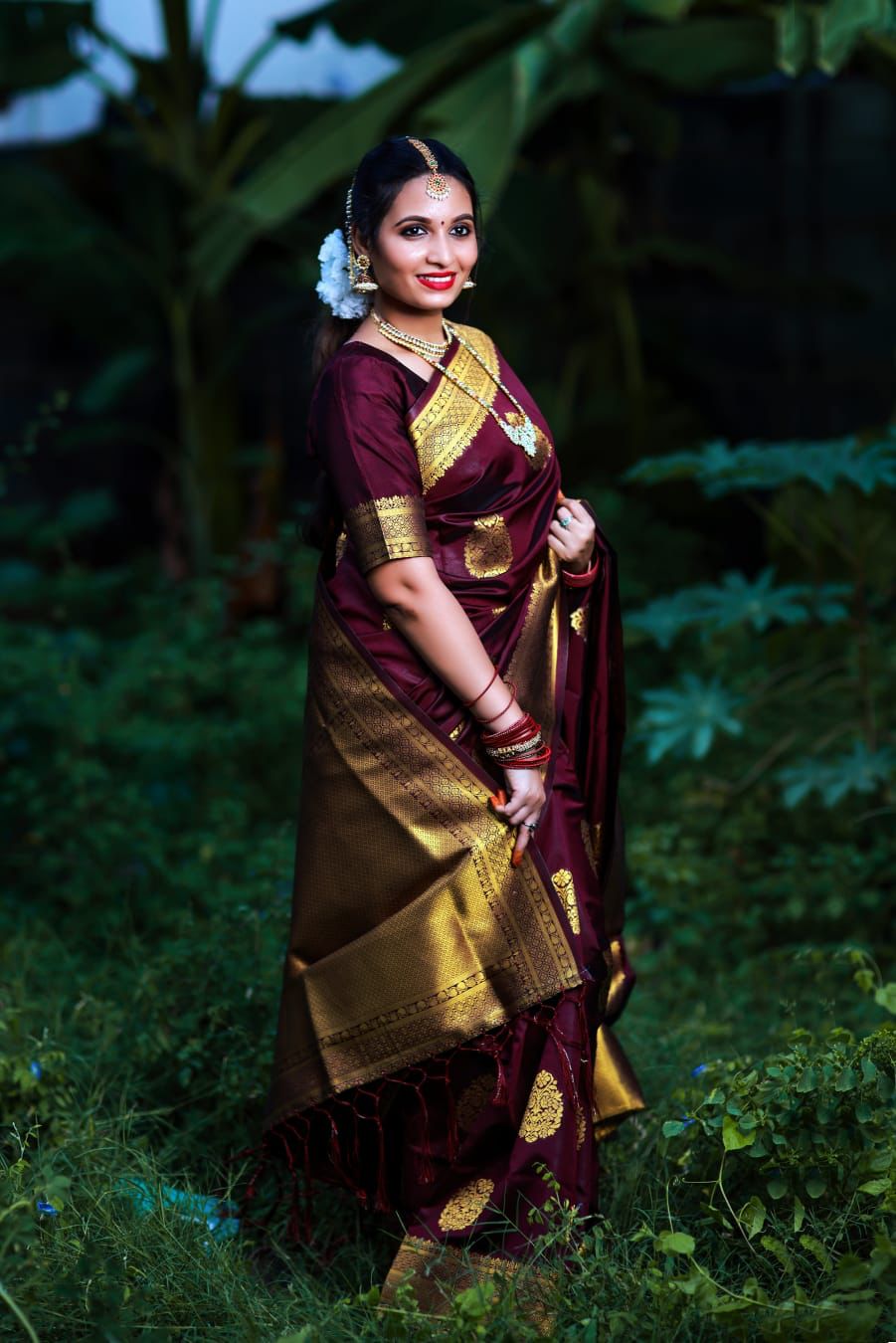 Wine Color Banarasi 