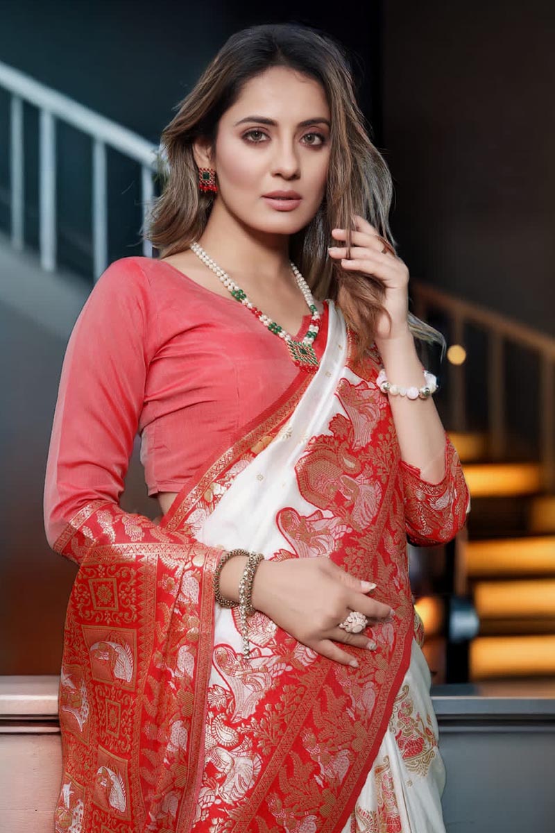banarasi blouse white 