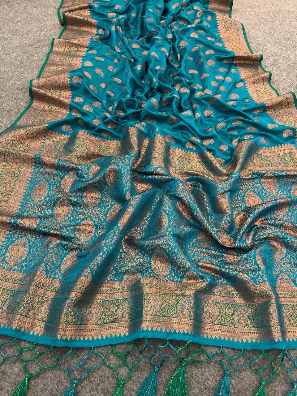 banarasi saree firozi color 