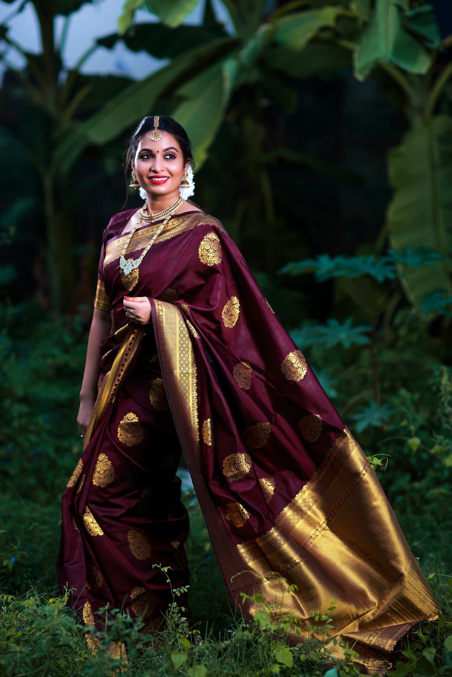 banarasi saree wine colour