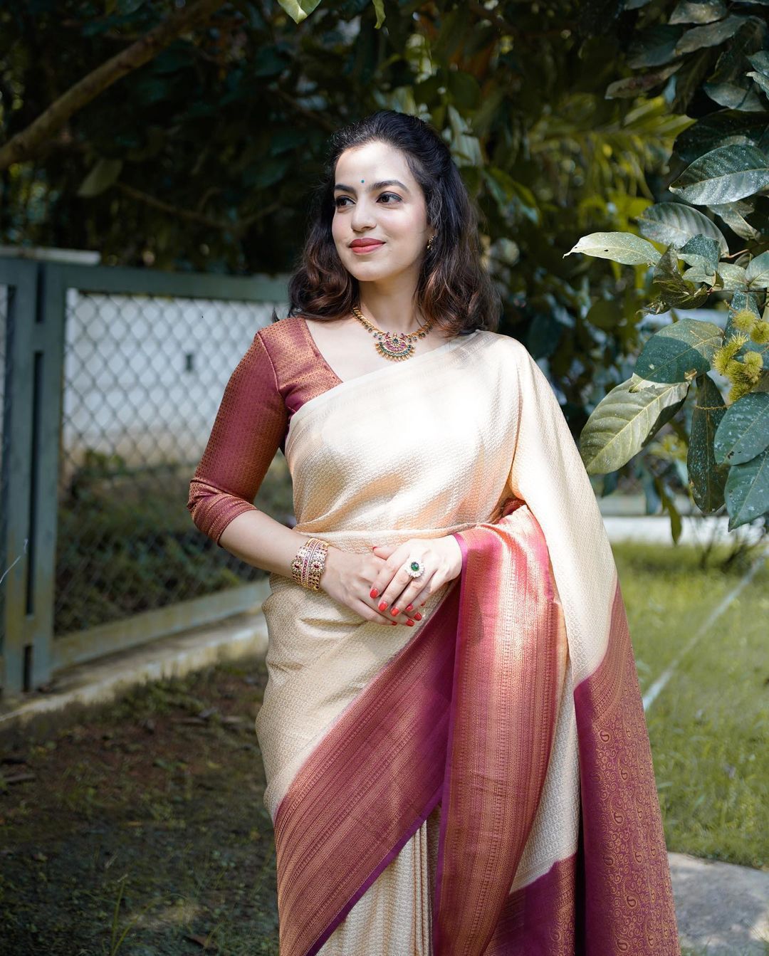 beige color sarees