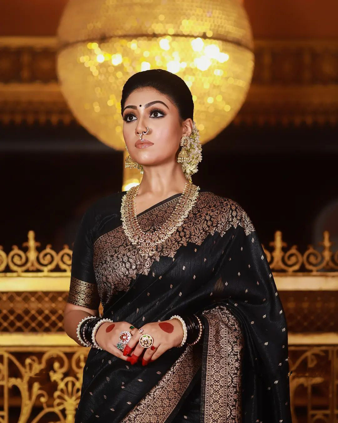 black color banarasi saree
