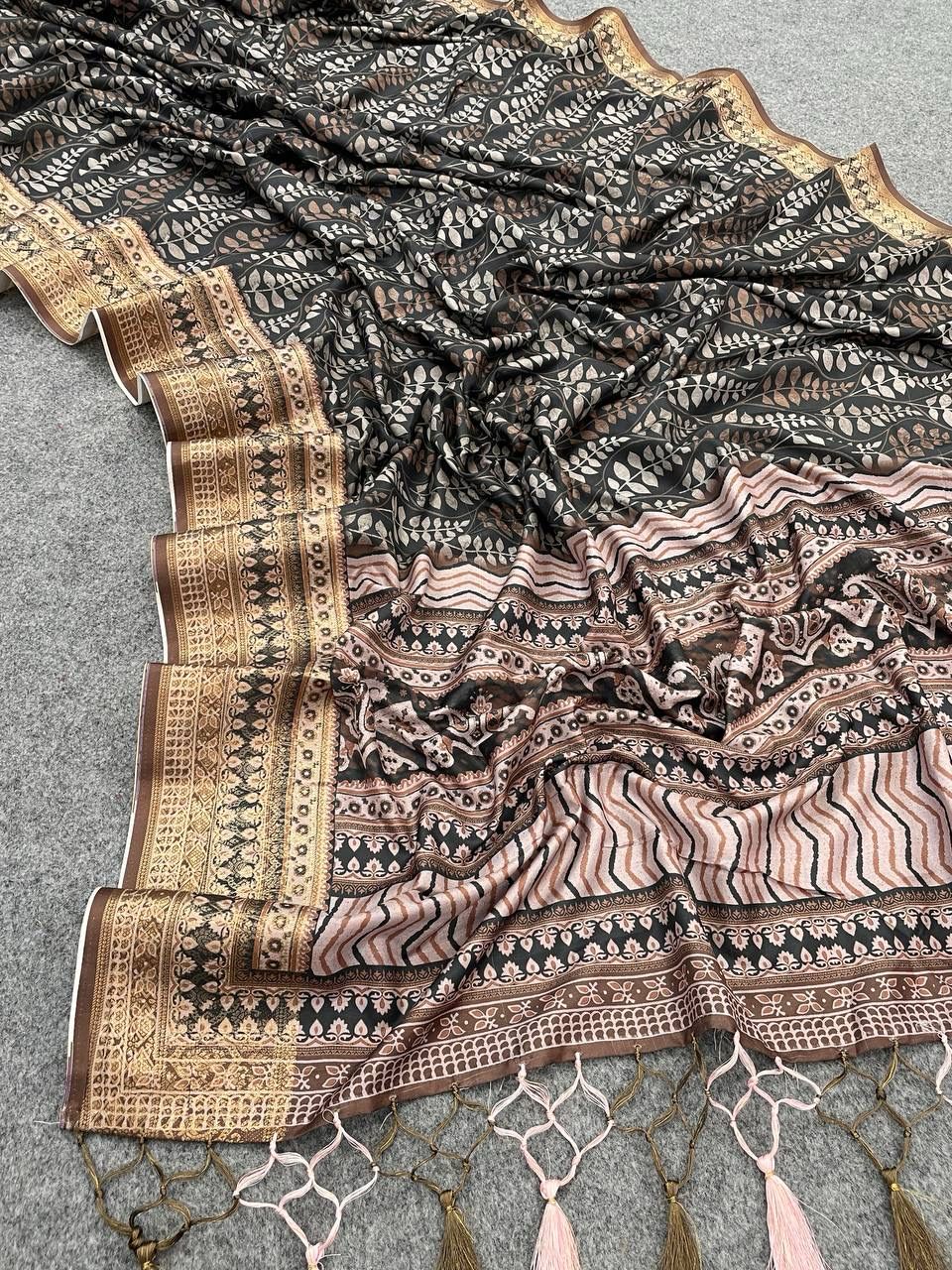 black dola silk saree