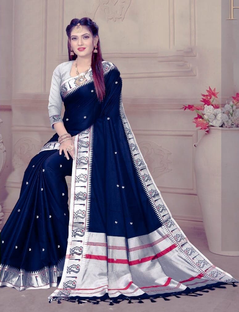 blue colour paithani