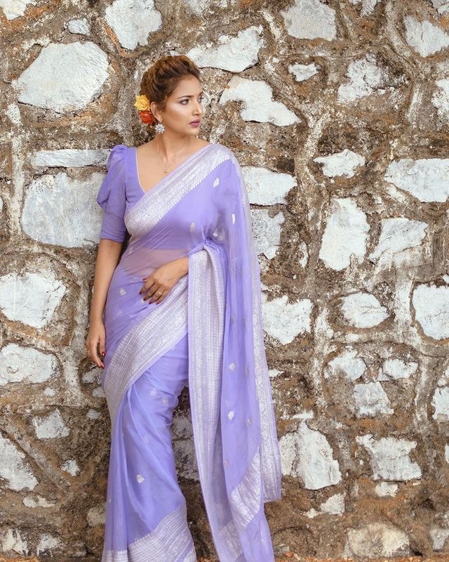 cotton lavender saree
