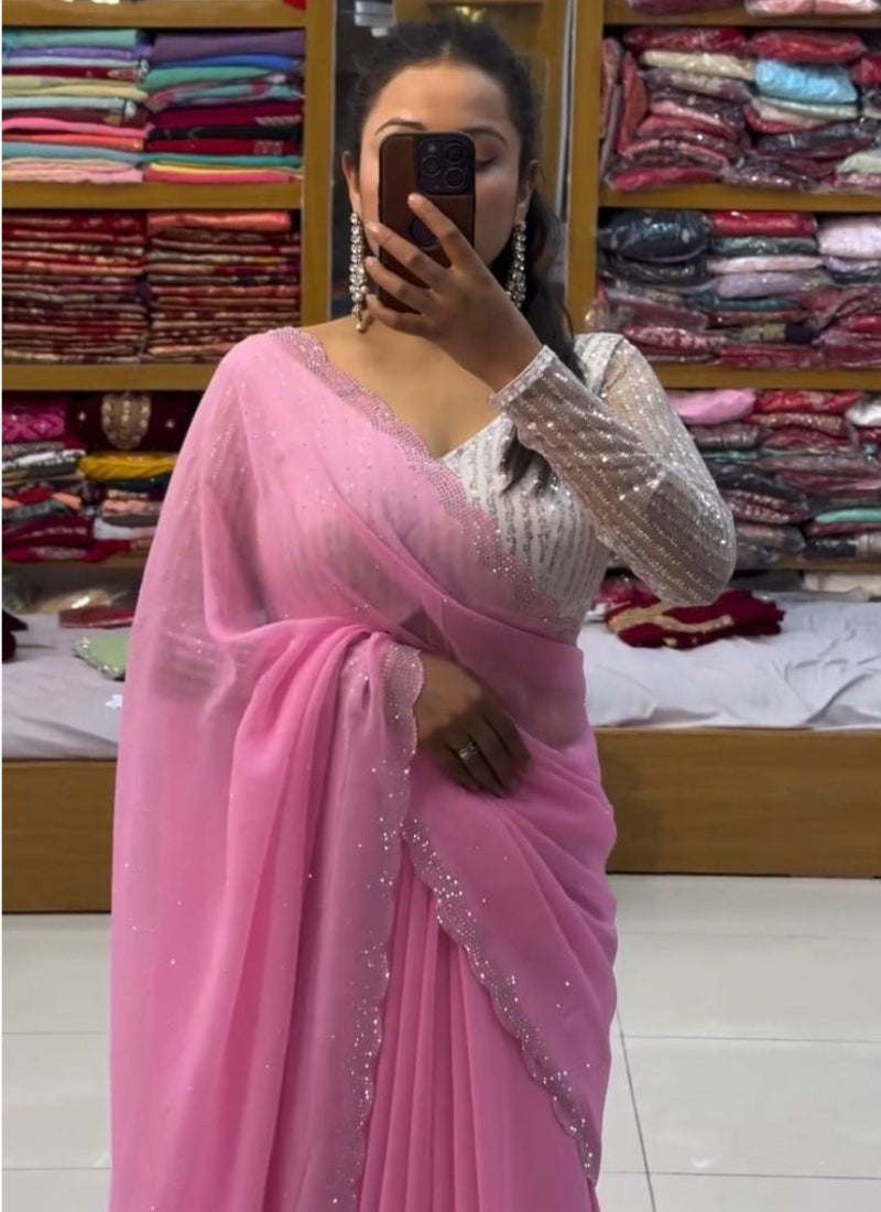 diamond silk saree