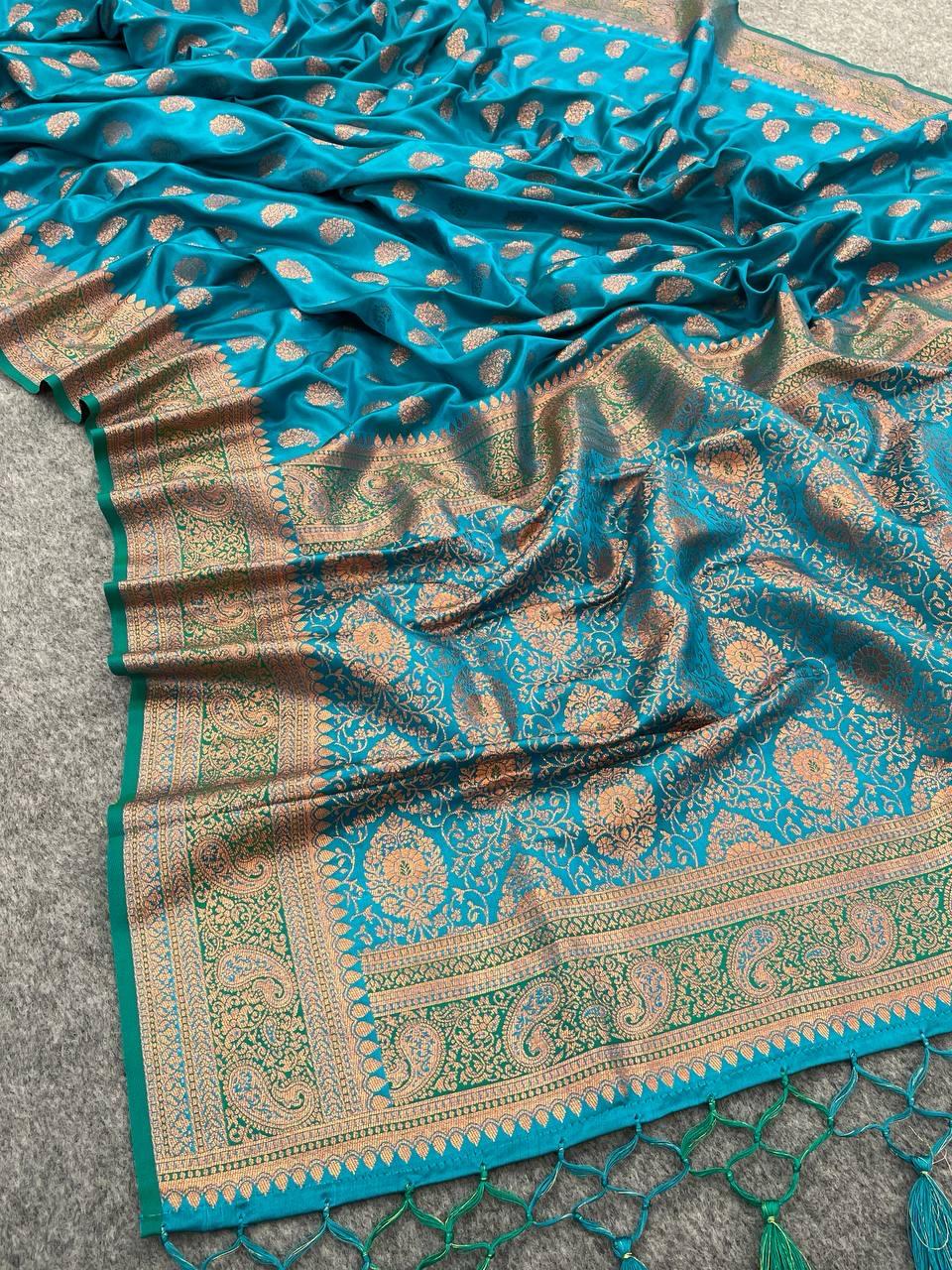 firozi color banarasi sarees