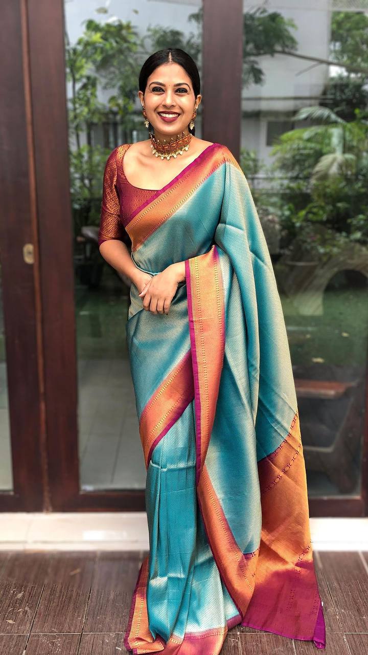 firozi colour silk sarees