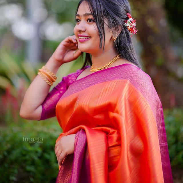 kanjivaram saree orange colour