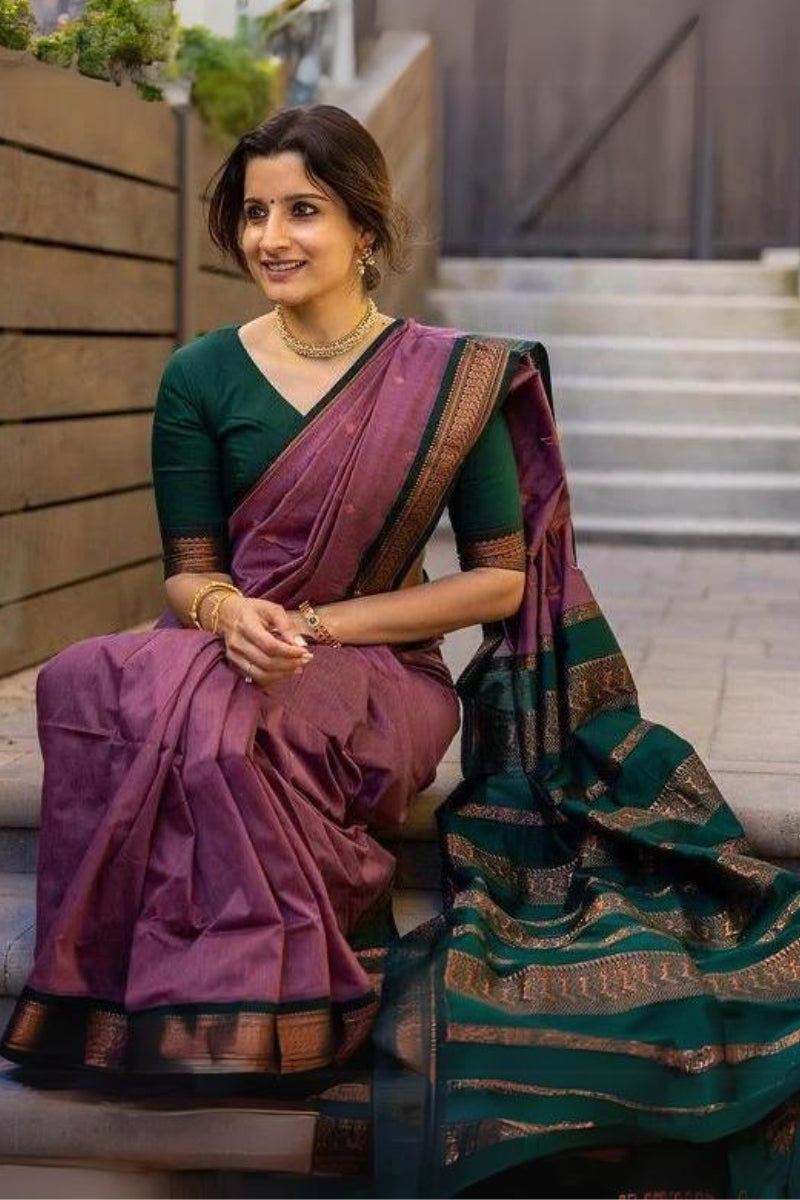 lavender colour saree with blouse online