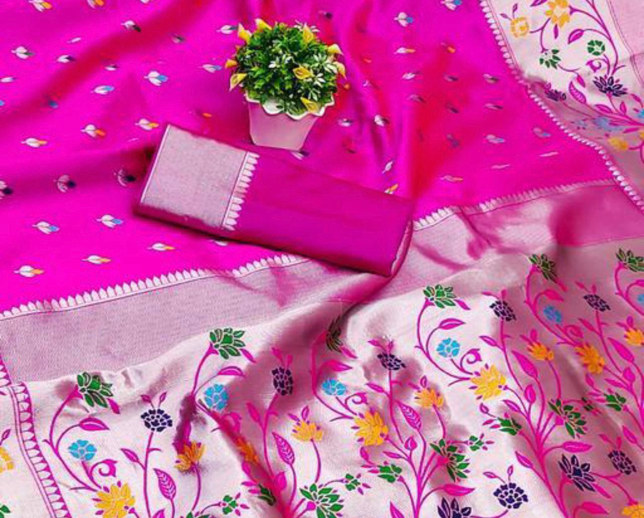 magenta colour paithani