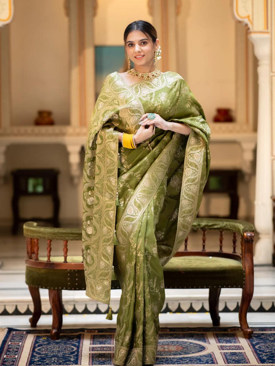 mehandi color saree