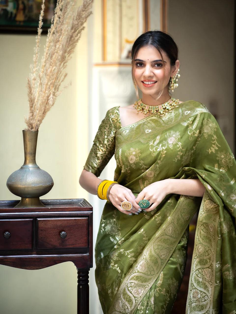 mehndi colour sarees
