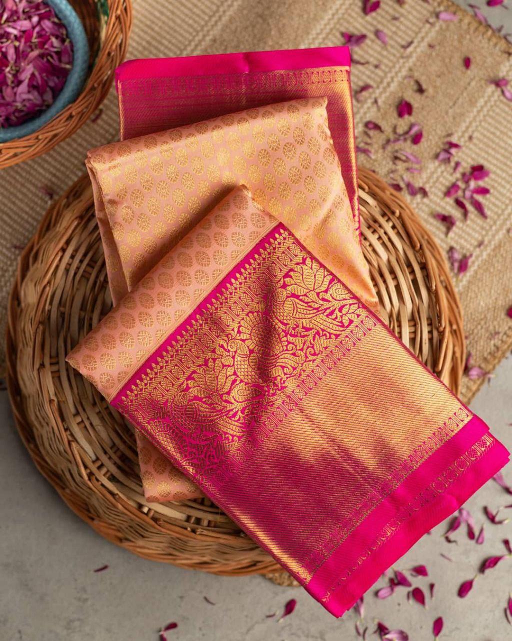 peach color sarees