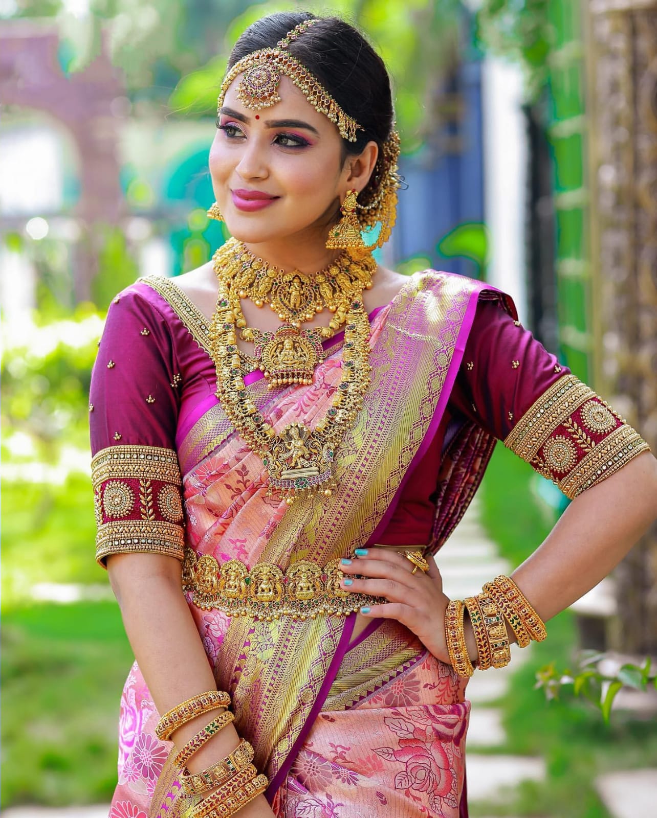 pink banarasi blouse