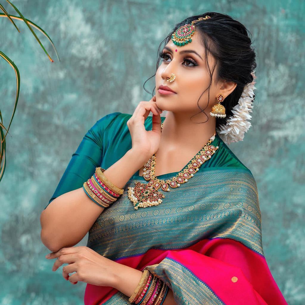 pink color saree 