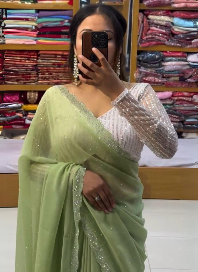saree with diamond work