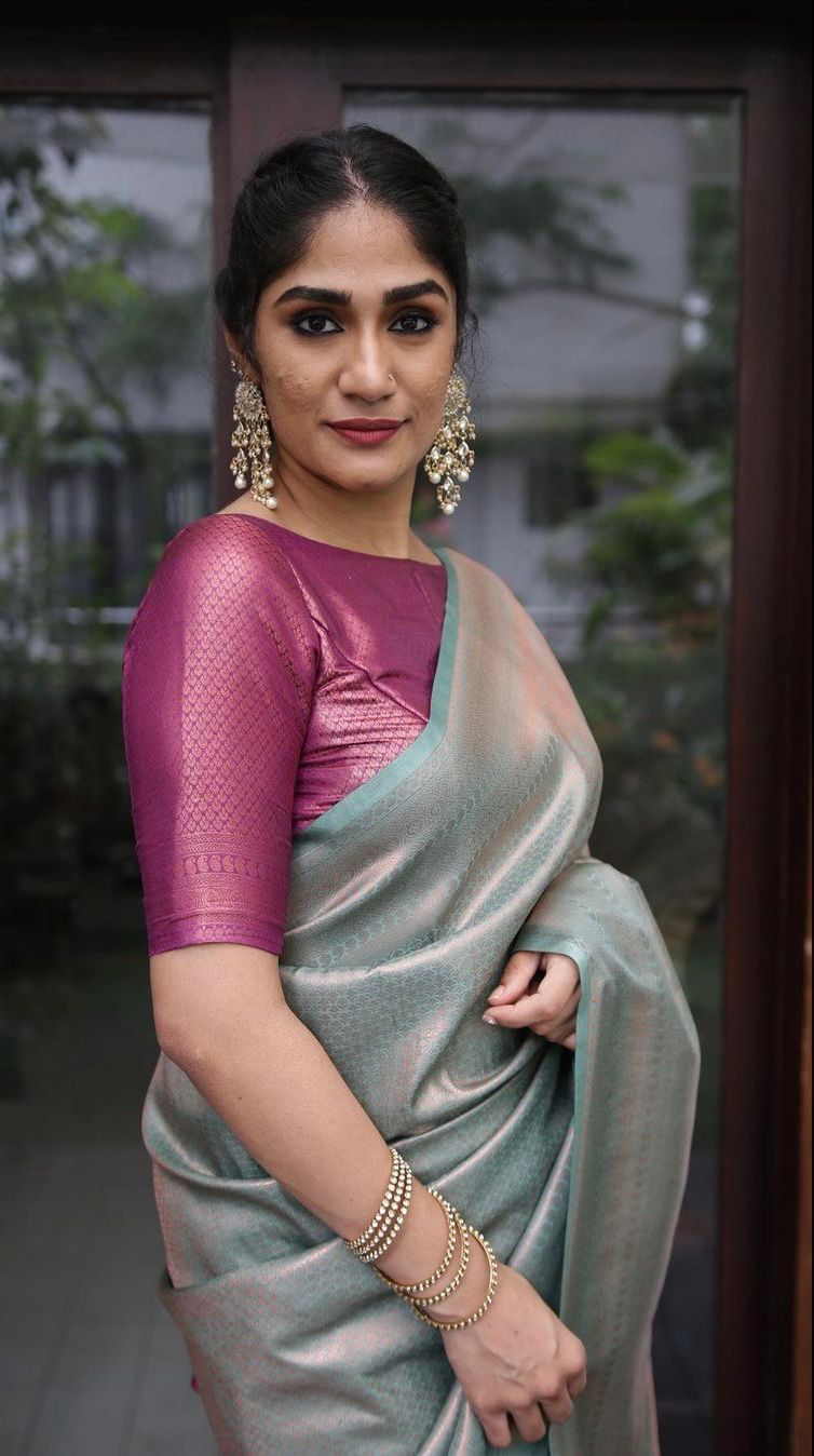 sea green colour saree blouse