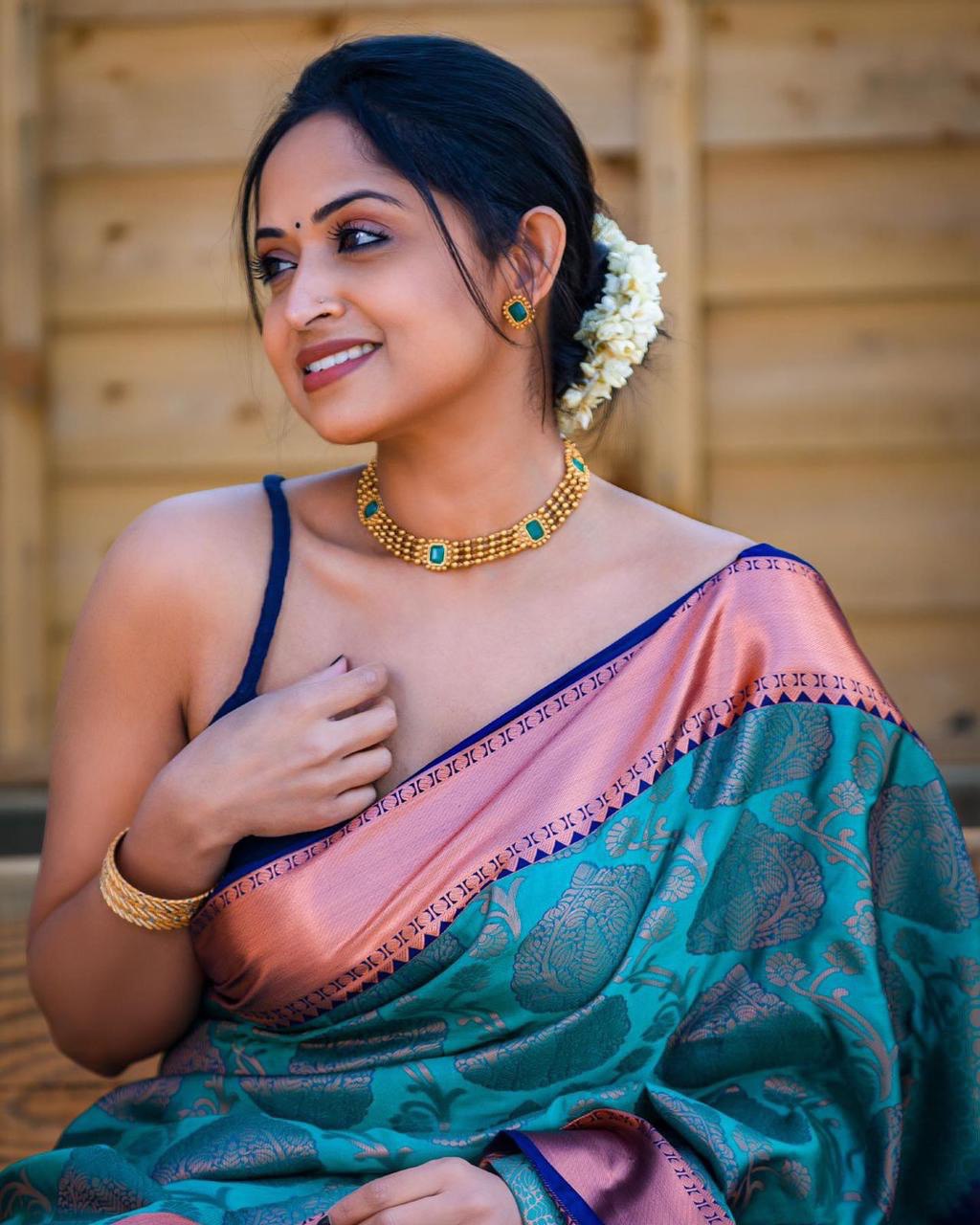 silk saree rama green 