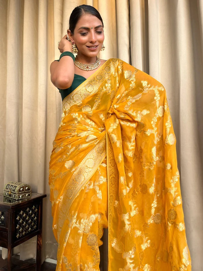 silk sarees in yellow colour
