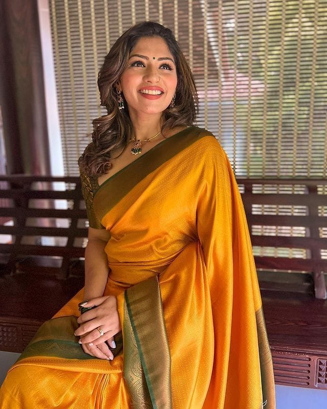 soft silk yellow saree 