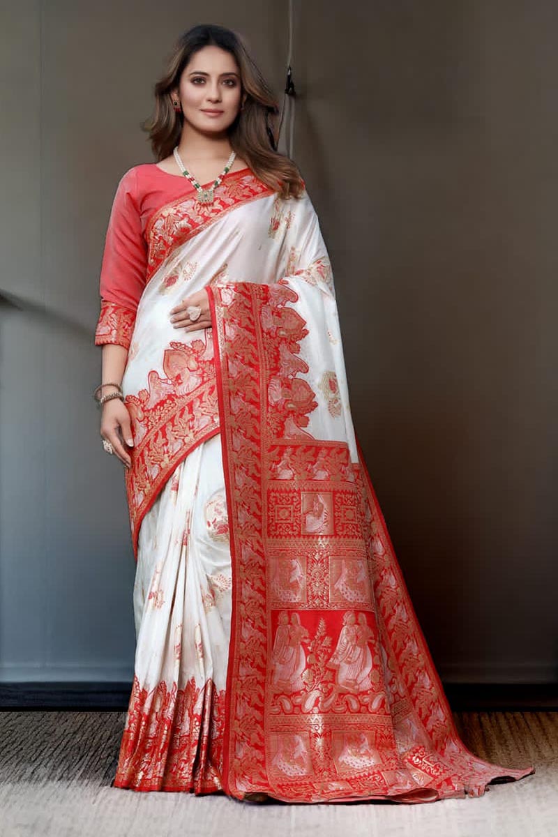 white banarasi blouse
